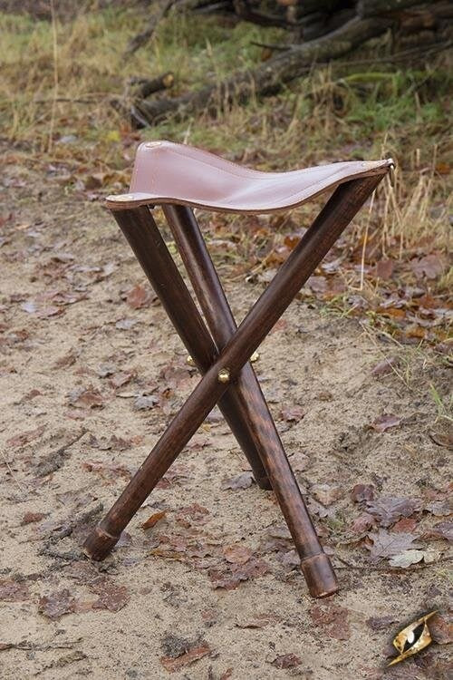 Wood-leather folding stool M
