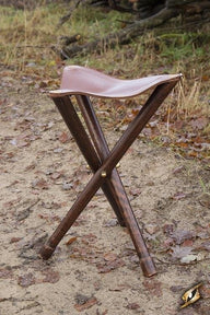 Wood-leather folding stool M