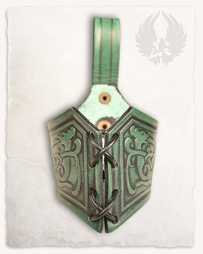 Drinking horn belt holder Castagir green