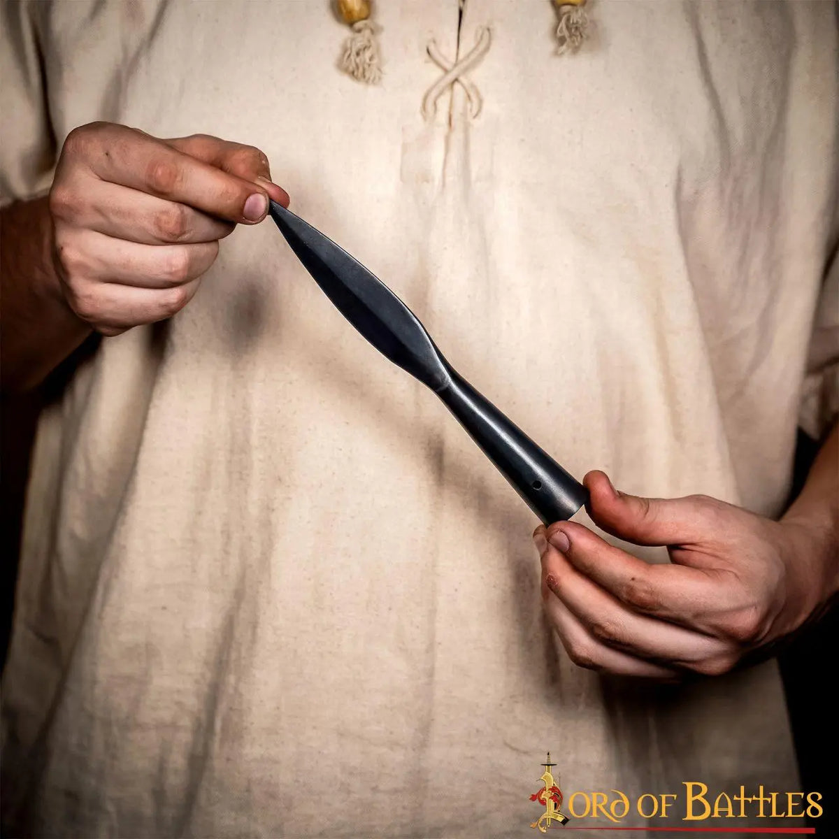 Early medieval leaf-shaped spearhead, bronzed, semi-sharp