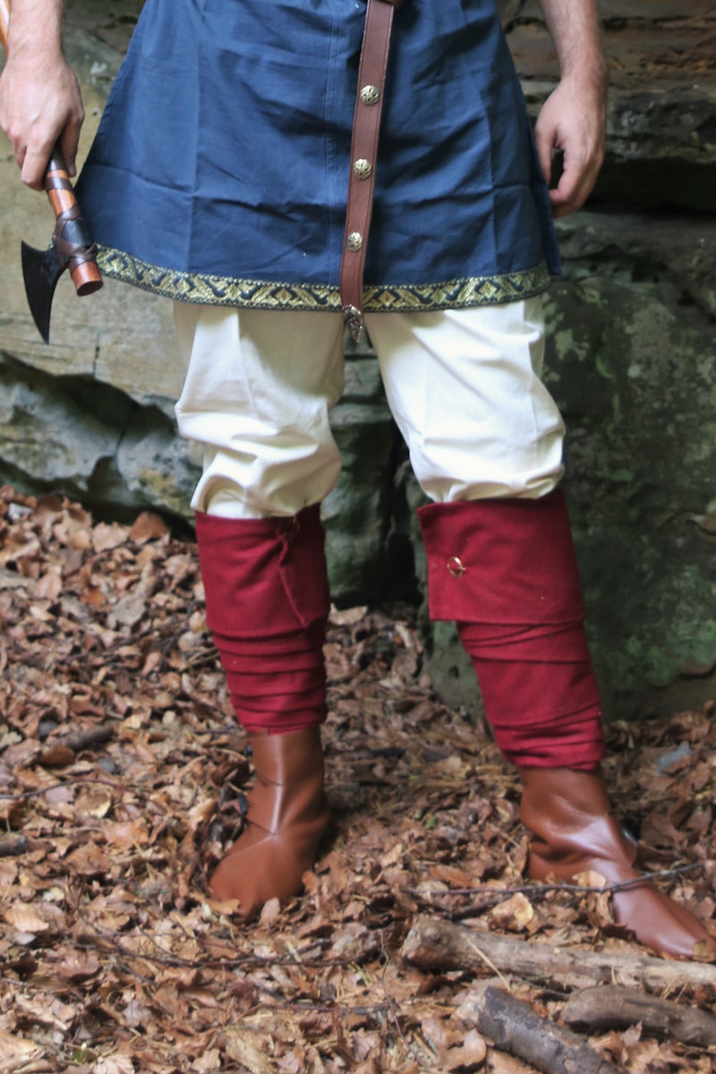 Fasce per gambe Hredulf, rosse, misto lana