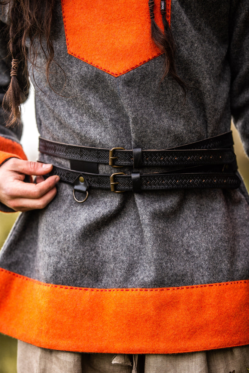 Cinturón vikingo doble Floki, negro