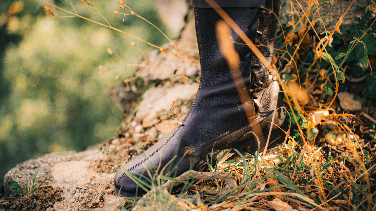 Side laced high boots, dark brown, brown
