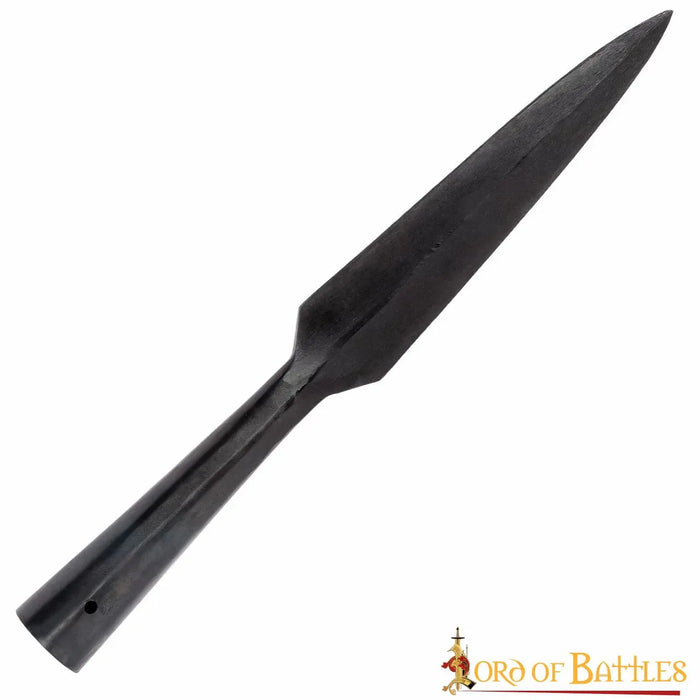 Early medieval spearhead with shoulders, bronzed, semi-sharp