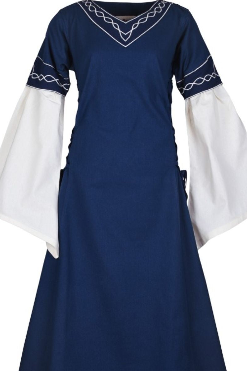 Vestido gótico Fiona, azul/natural