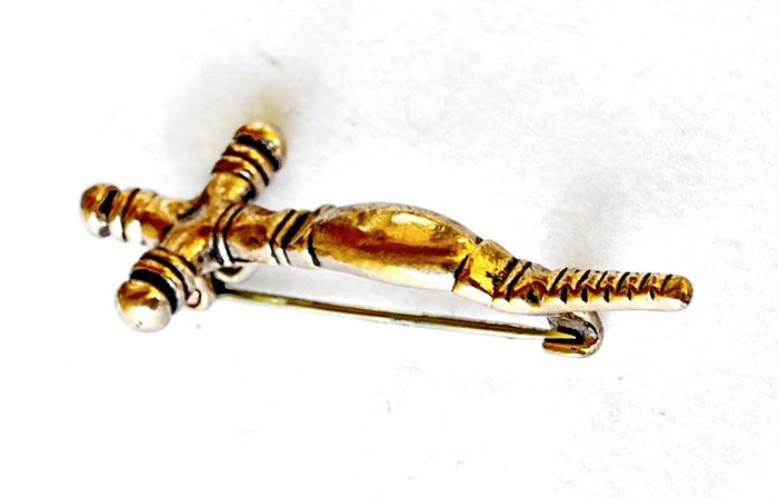 Early medieval cross fibula, bronze colour, zamak
