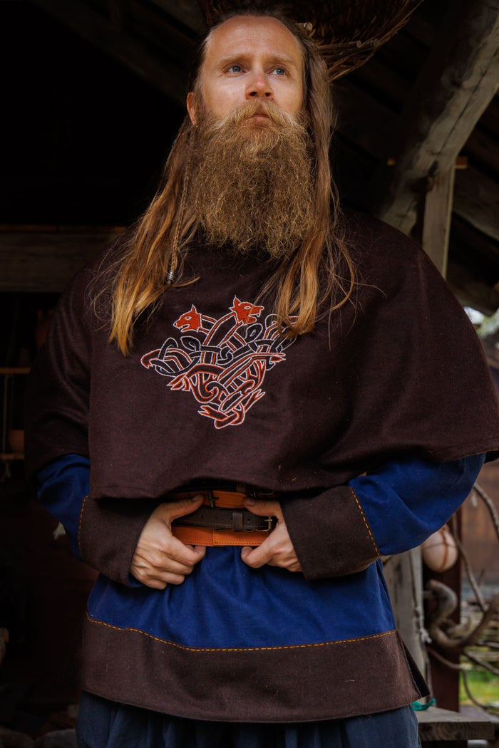 Viking chaperon Bjomolf, wool blend, brown