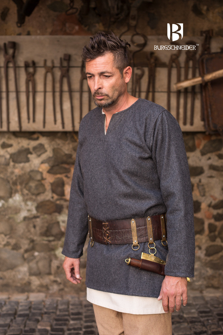 Viking tunic Lodin, dark gray, wool blend