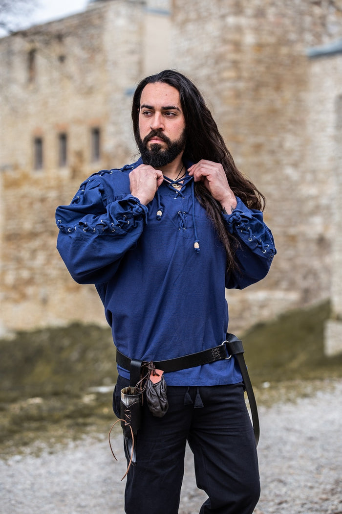 Pirate shirt with laces, blue