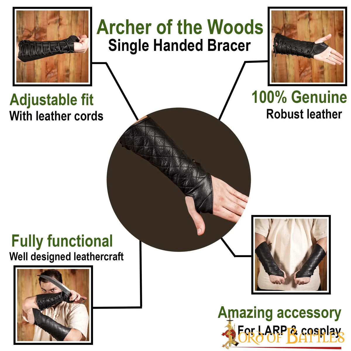 Archer bracer left hand, black