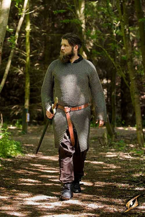 Hauberk with split, black, unriveted 9 mm