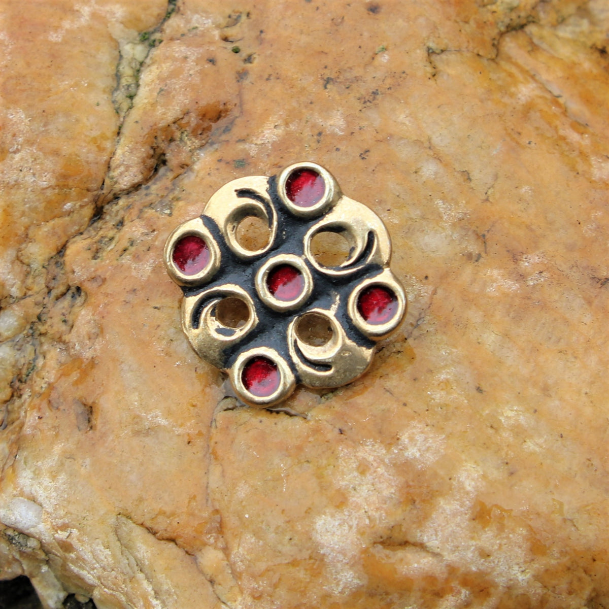 Merovingian cloisonne brooch, bronze