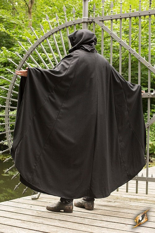 Travel cloak, black, wool blend