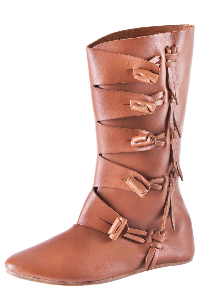 Viking boots with toggles, brown