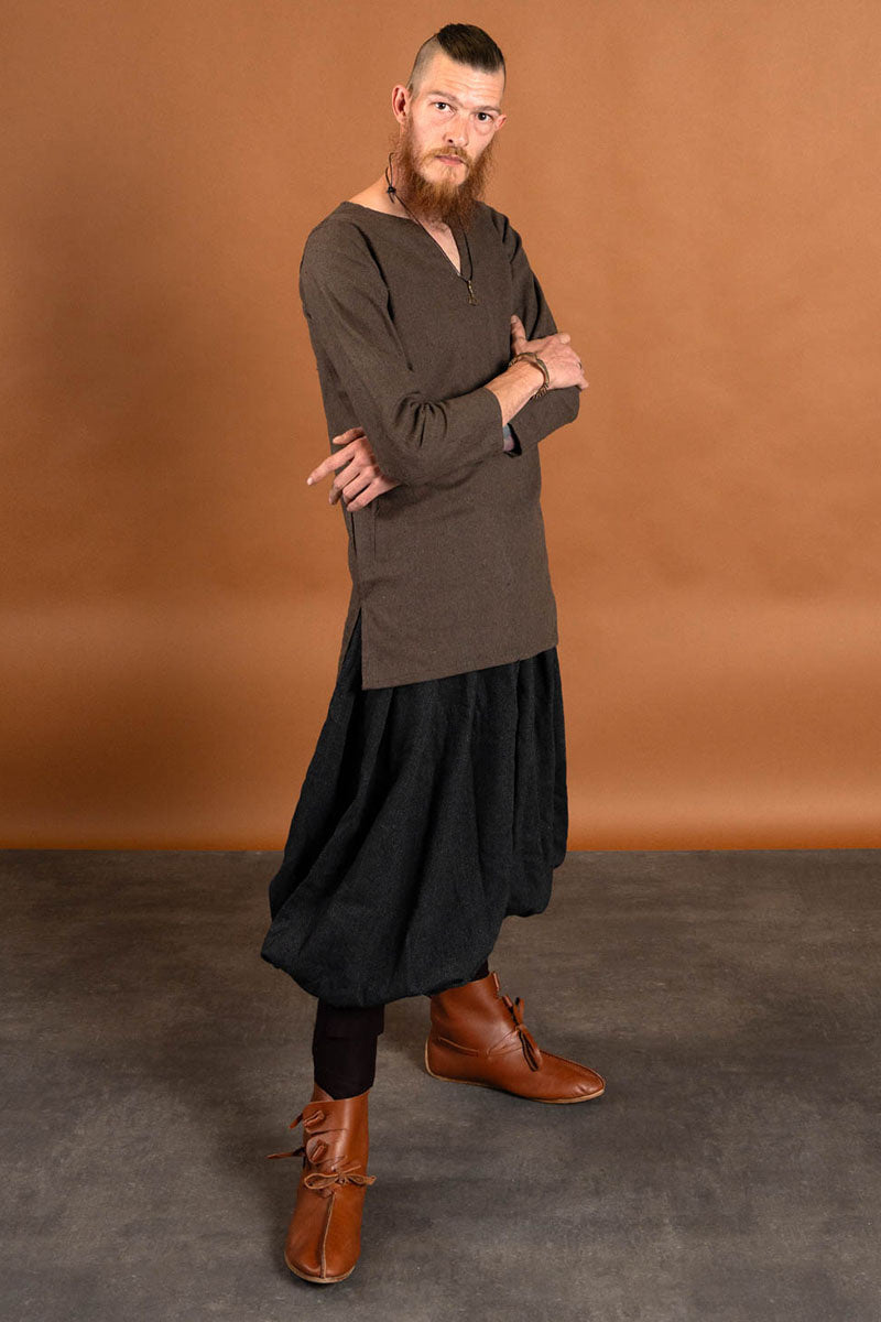 Rusvik Viking trousers Borys, herringbone pattern, black/grey, wool mix