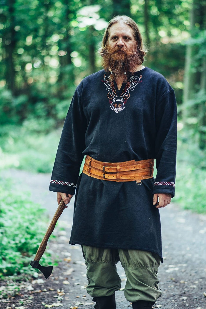 Viking tunic wolf Fenrir, black