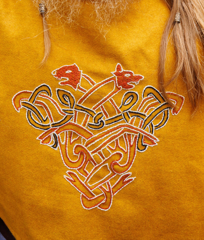 Viking chaperon Bjomolf, mustard yellow, wool mix
