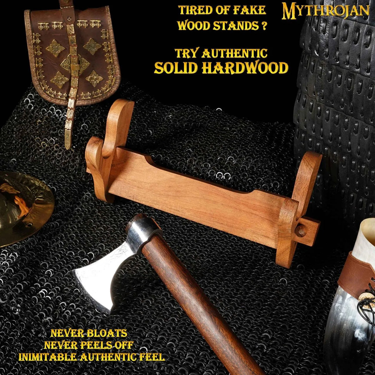 Wooden sword wall stand for sword