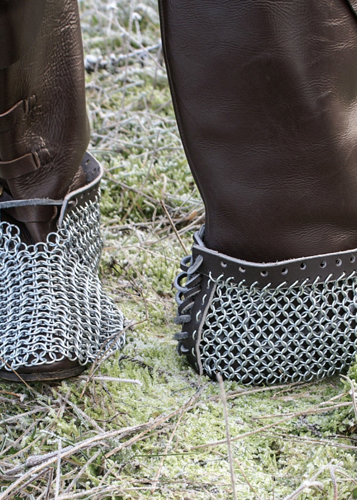 Chain mail sabatons, zinc-plated, 8 mm