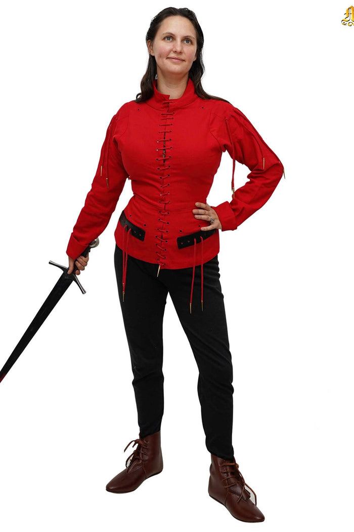 15th century arming doublet, red