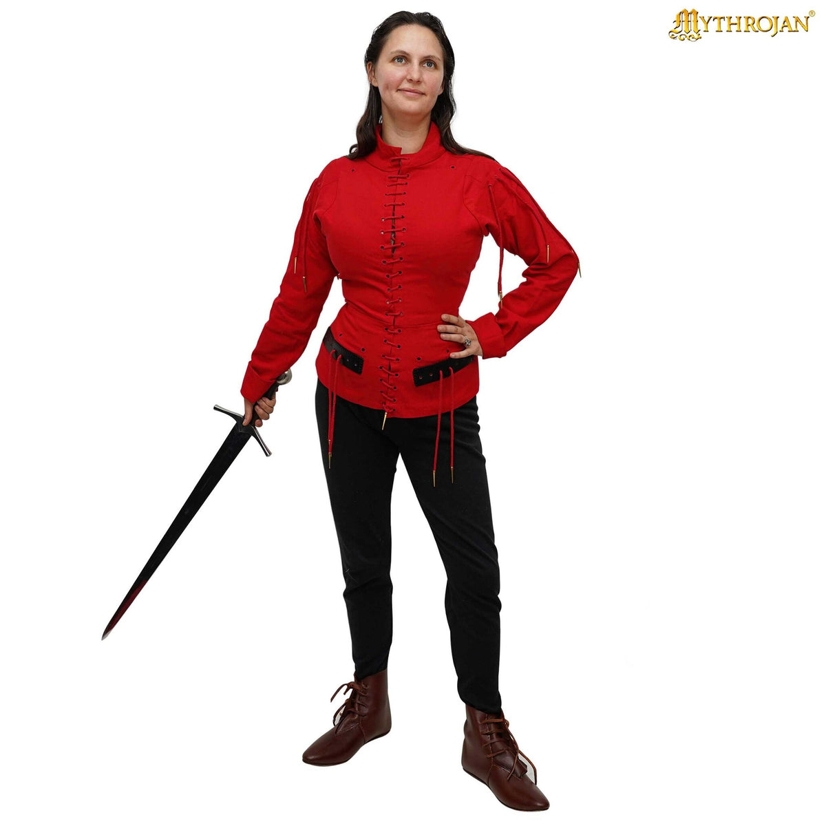 15th century arming doublet, red