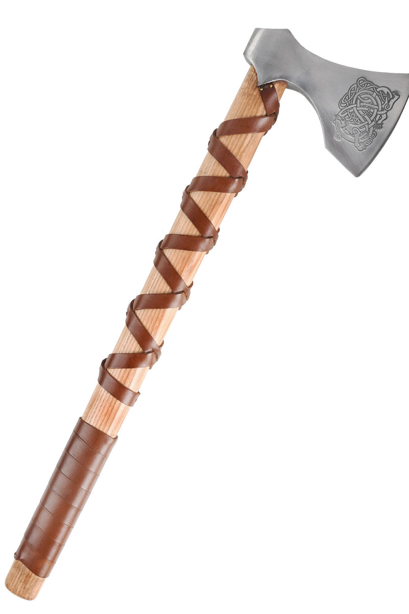 Ascia vichinga, tipo E, incisa, semi-affilata