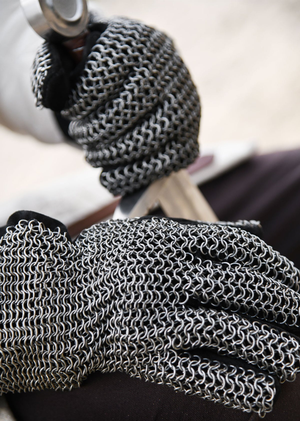 Chain mail gloves, zinc-plated, 6 mm