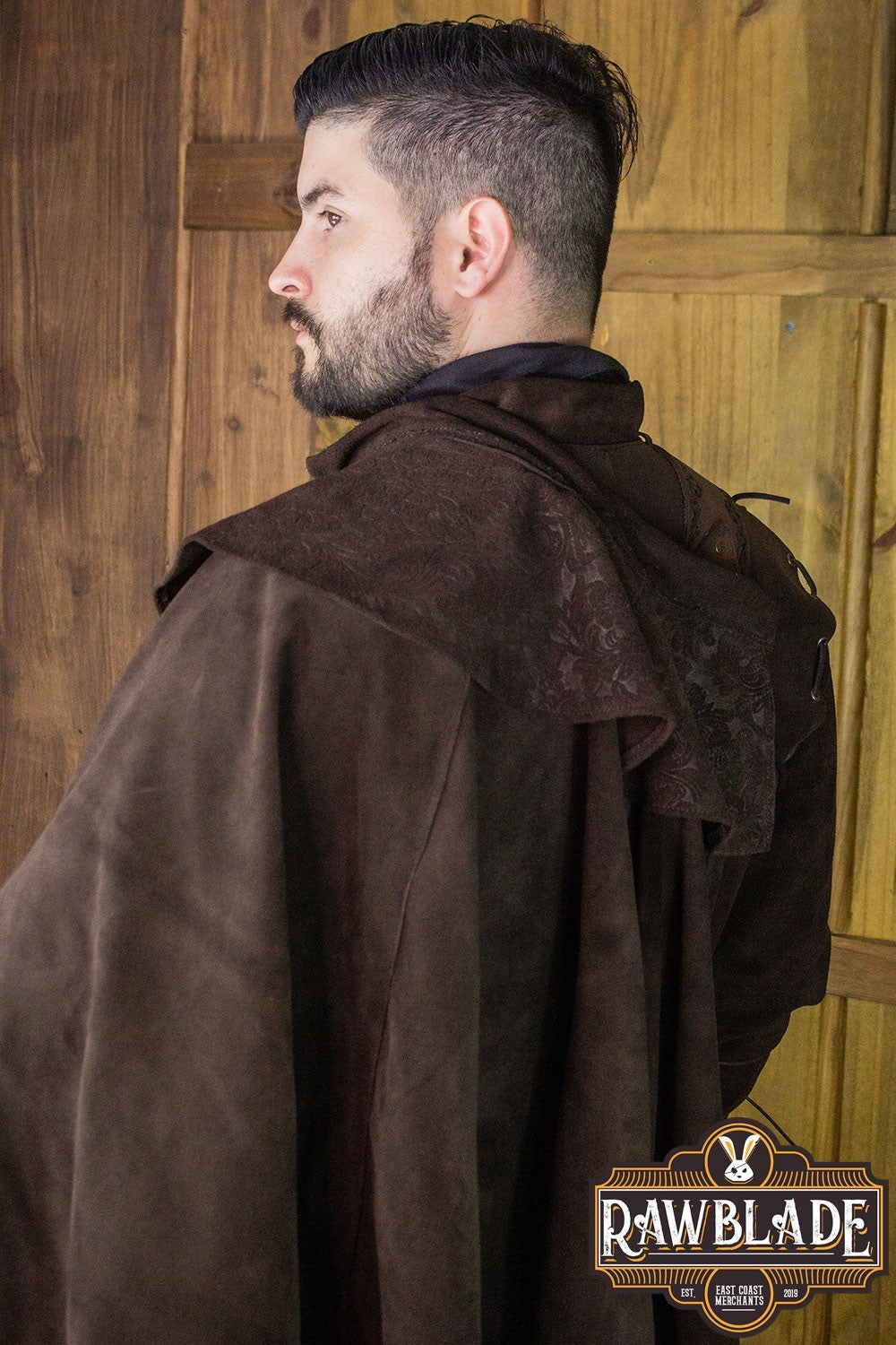 Mandilion, musketeer cloak Agrippa, split leather, brown