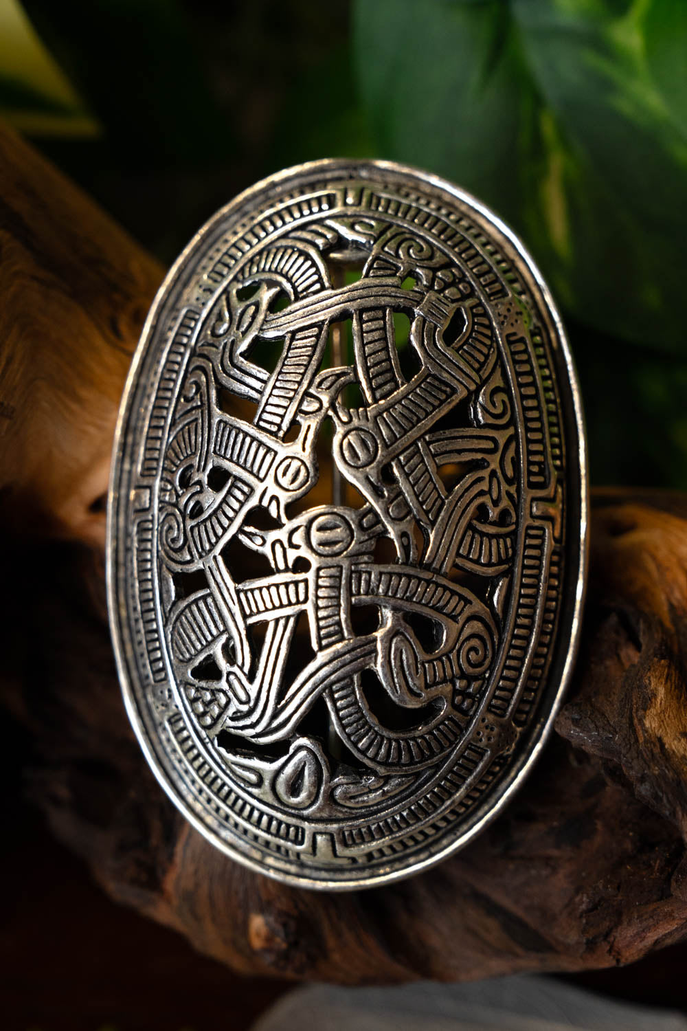 Viking tortoise brooch, Jelling style, silver-plated, per piece