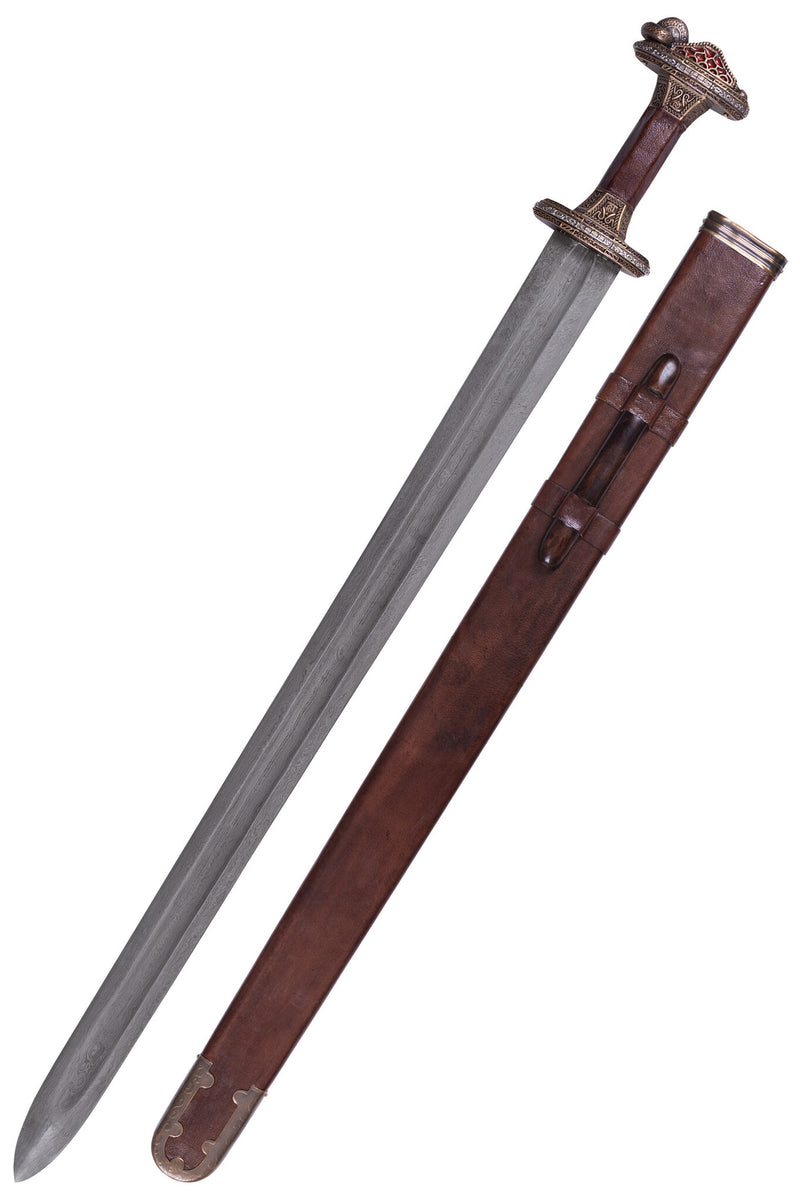 Spada vendel Uppsala, VII–VIII secolo, guardia in ottone, damasco, semi-affilata