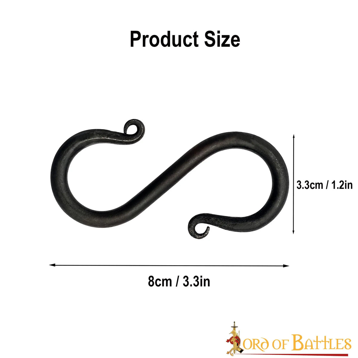 Hand-forged S-hooks set of 5 pieces, 8cm