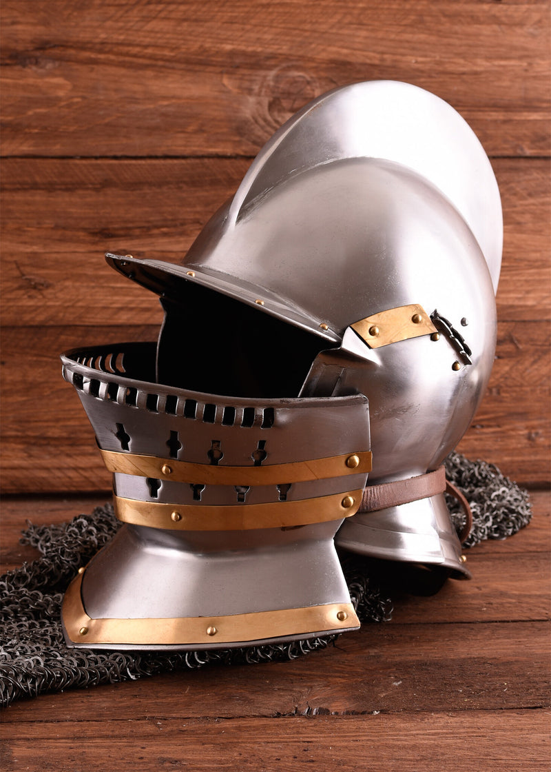 Tudor burgonet med falling buffe, 1,3 mm