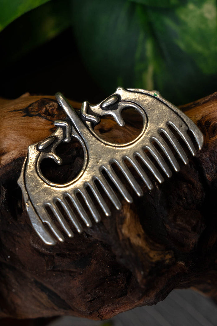 Viking comb Ringerike style, silvered