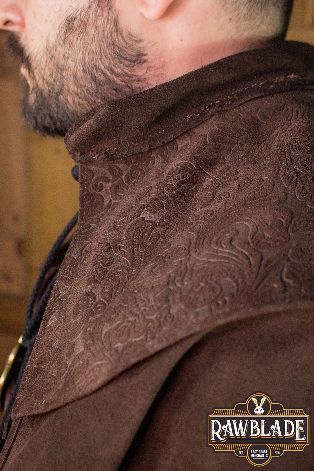Mandilion, musketeer cloak Agrippa, split leather, brown