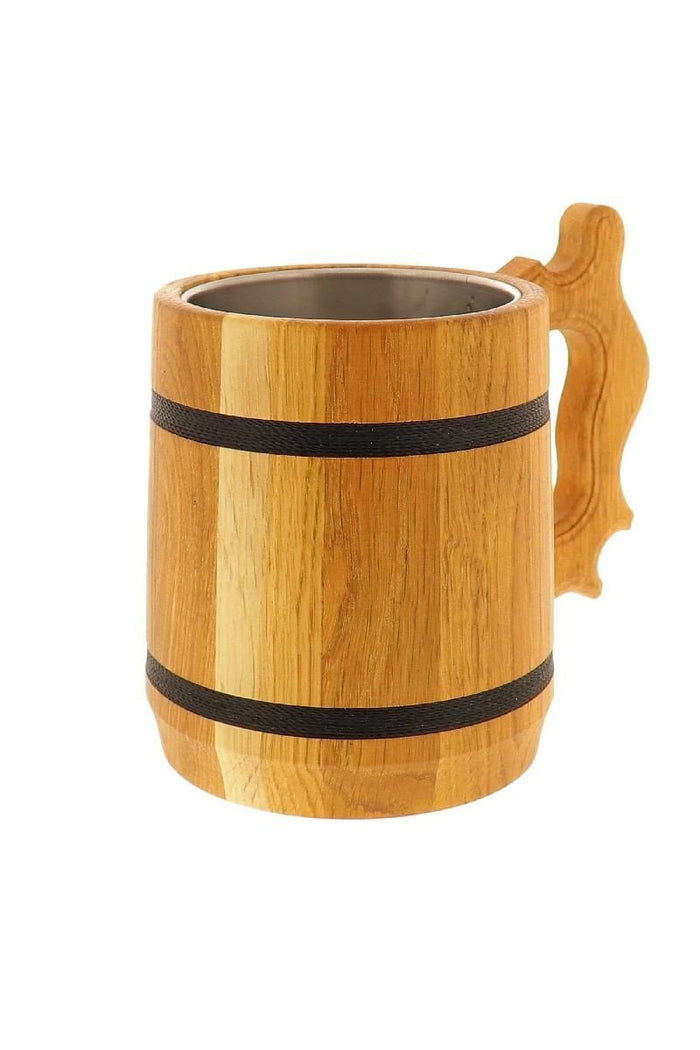 Medieval mug oak with stainless steel