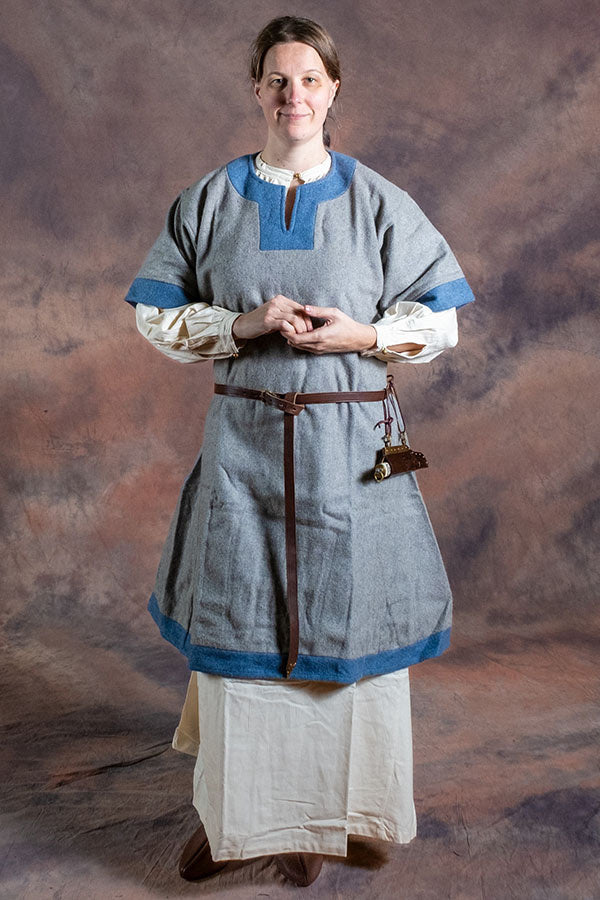 Rusvik Robe viking Luiza, mélange de laine, bleu-gris