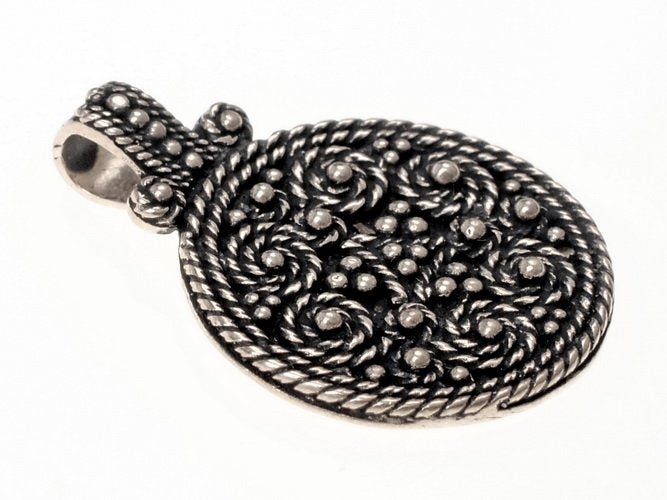 Viking Birka shield amulet, grave 943, silvered bronze