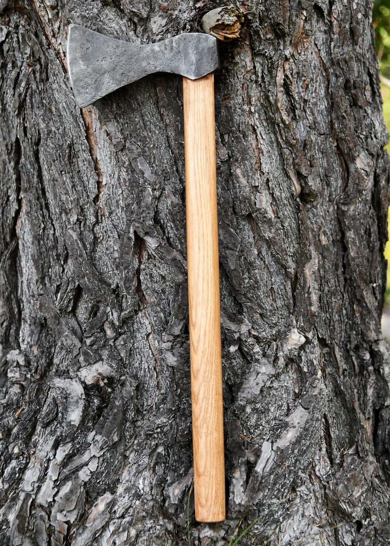 Hacha vikinga de acero forjado a mano, tipo A, semi-afilada
