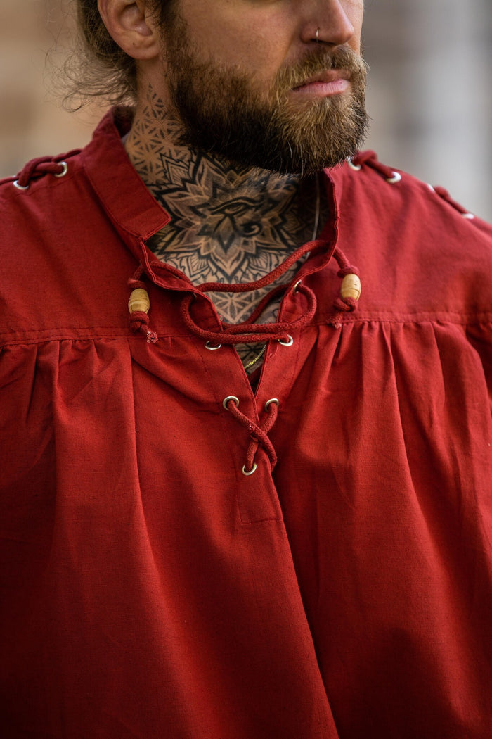 Pirate shirt with laces, red
