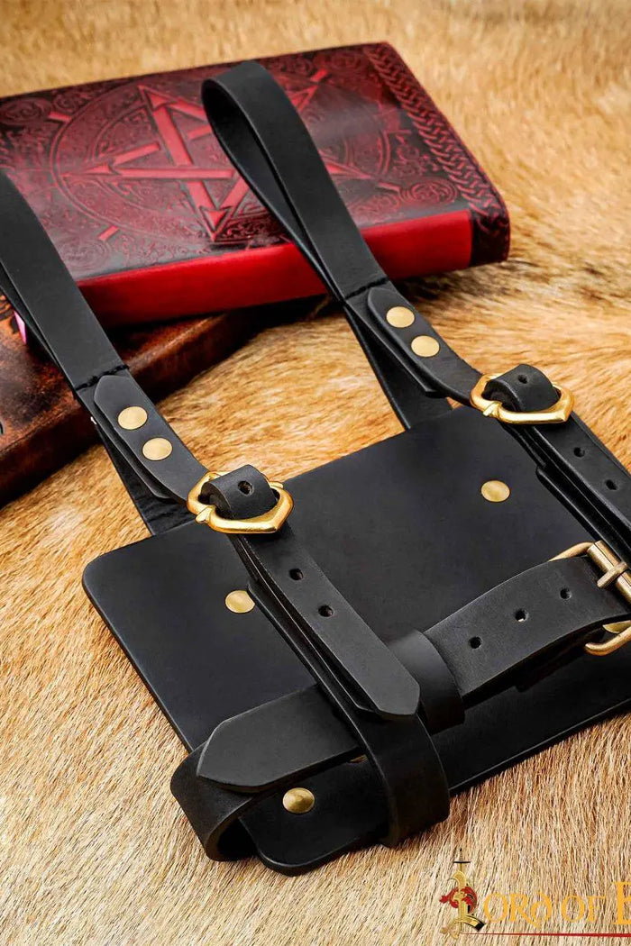 Leather diary holder for belt, black