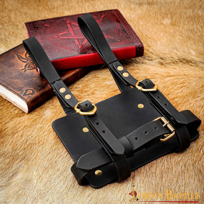 Leather diary holder for belt, black
