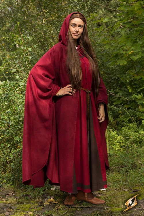 Travel cloak, red, wool blend