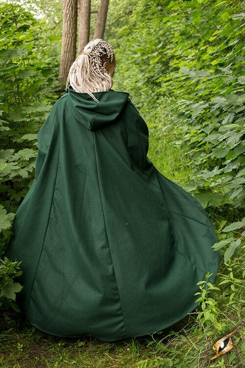 Travel cloak, green, wool blend