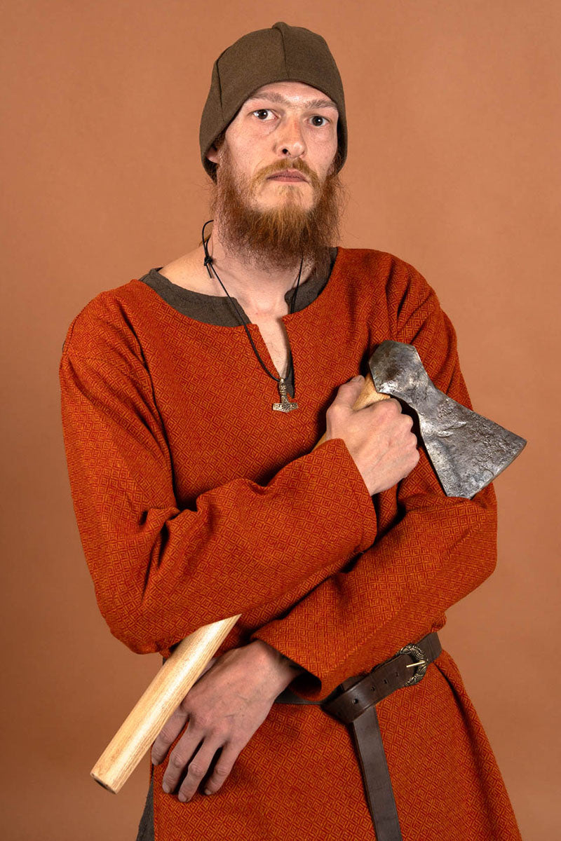 Medieval tunic diamond twill tunic, 100% wool, orange-red