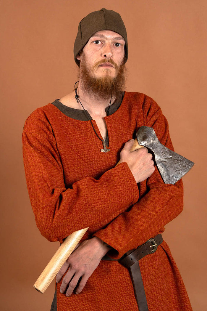 Medieval tunic diamond twill tunic, 100% wool, orange-red