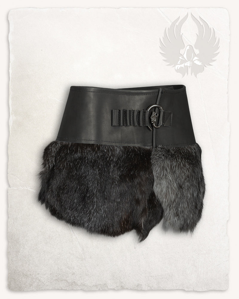 Karya fur skirt with dragon, black