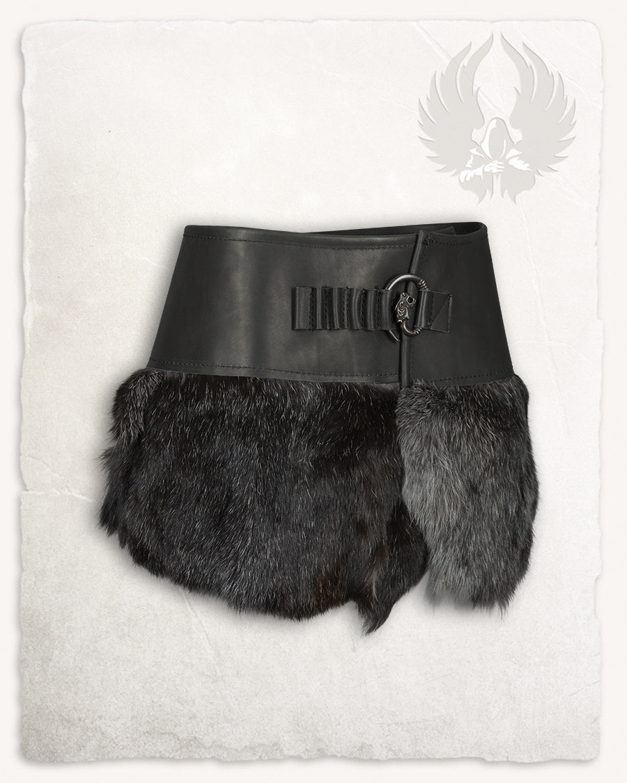 Karya fur skirt with dragon, black
