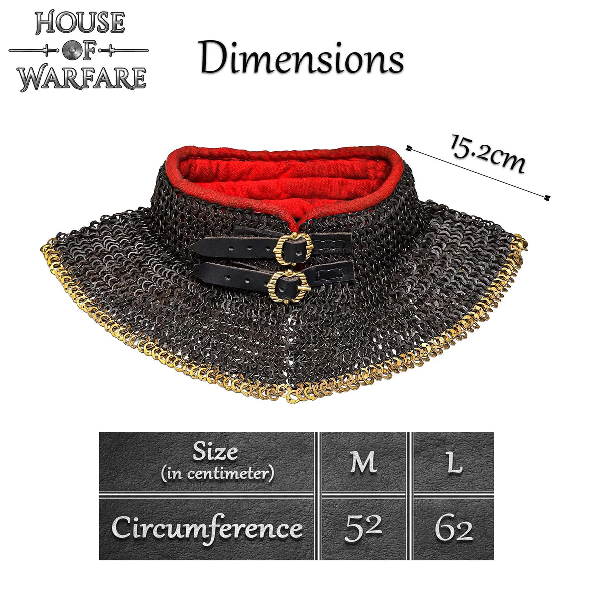 Chainmail standard, black, mixed riveted flat rings, 9 mm, brass edge