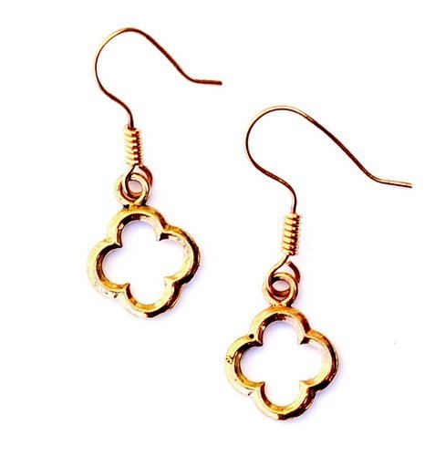 Gothic quatrefoil earrings silvered bronze