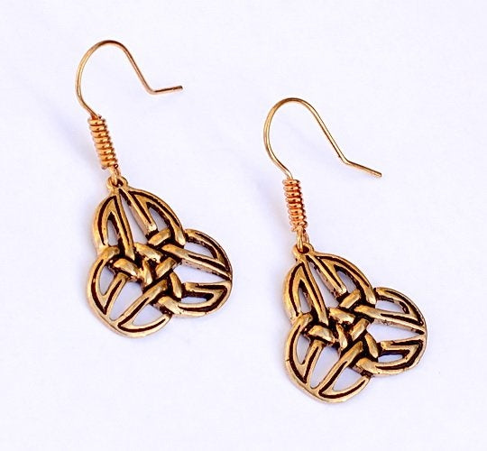 Celtic trisquelion earrings Mabinnogion, bronze